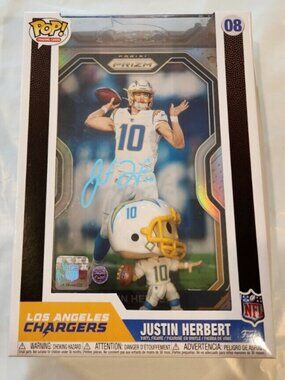 Justin Herbert signed Funko POP! Trading Cards: NFL Panini Prizm LA Chargers COA